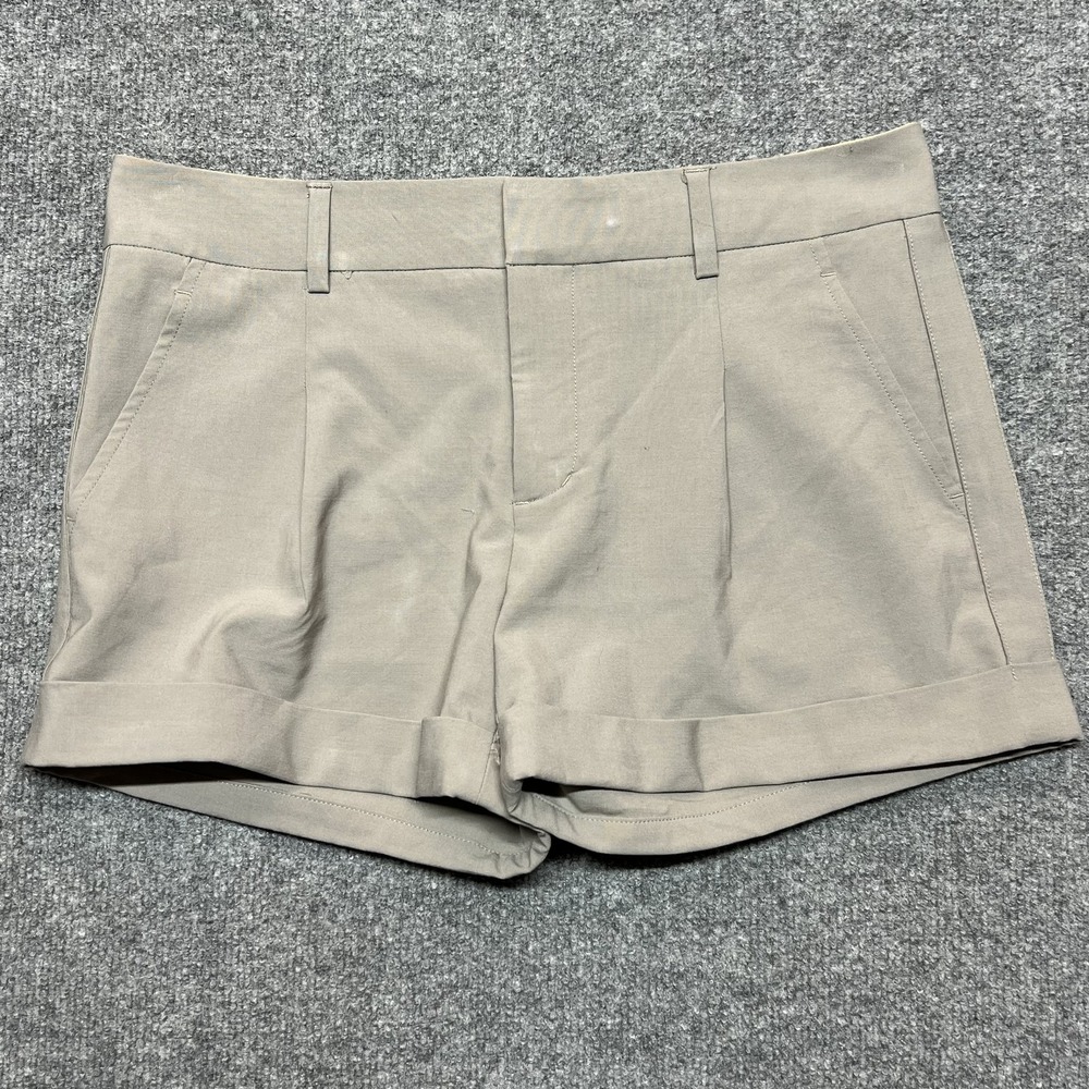 Vince Shorts Womens 4 Beige Wool Blend Chino Cuffed Lined Dressy Casual Tailored